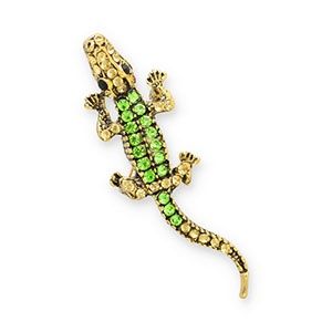 Broche crocodile Gold-green-black