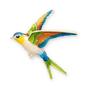 Broche zwaluw Gold-green-orange-blue
