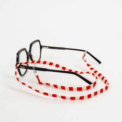 Brillenkoord - wit/rood