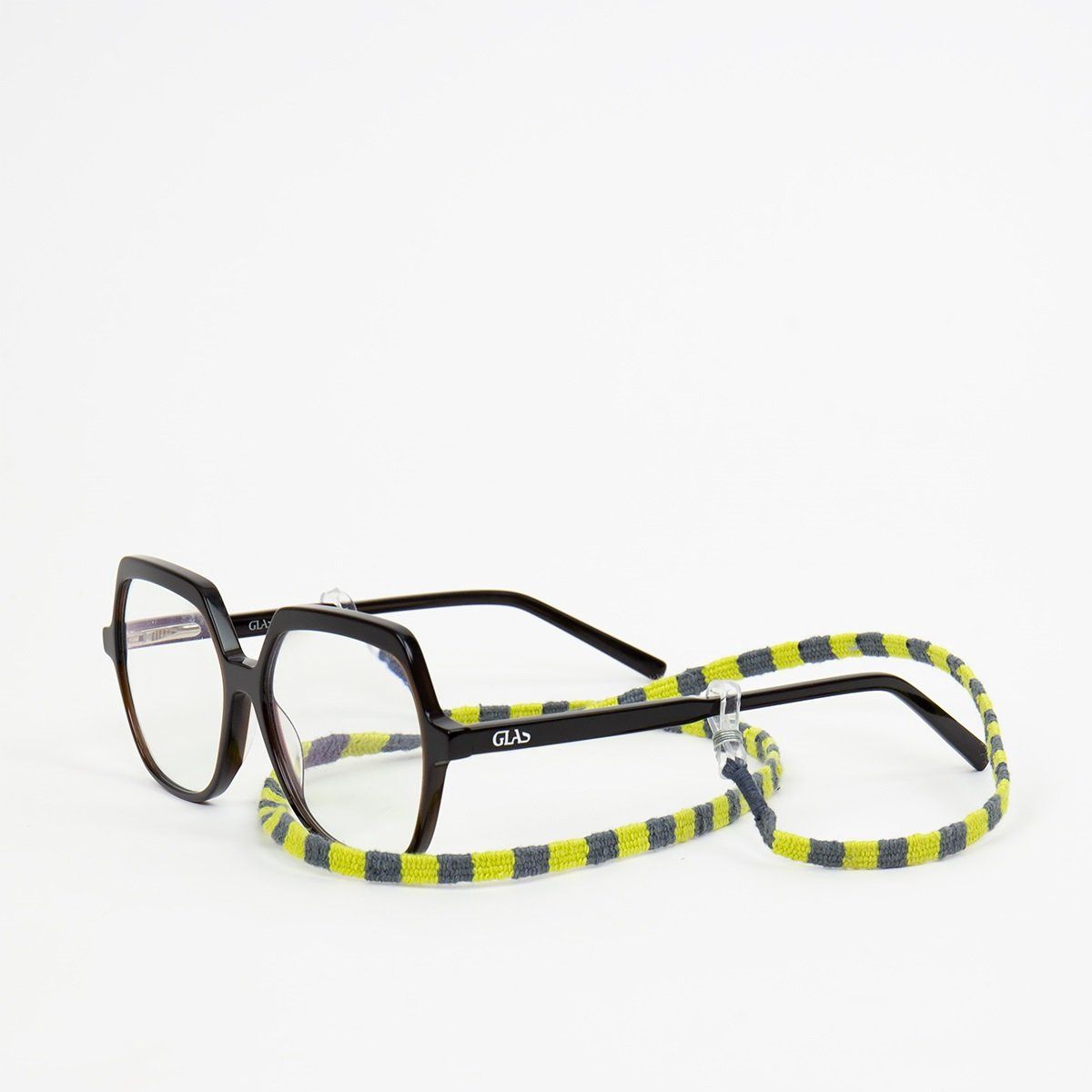 Brillenkoord - grijs/geel