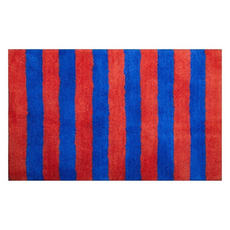 Badmat streep oranje/blauw