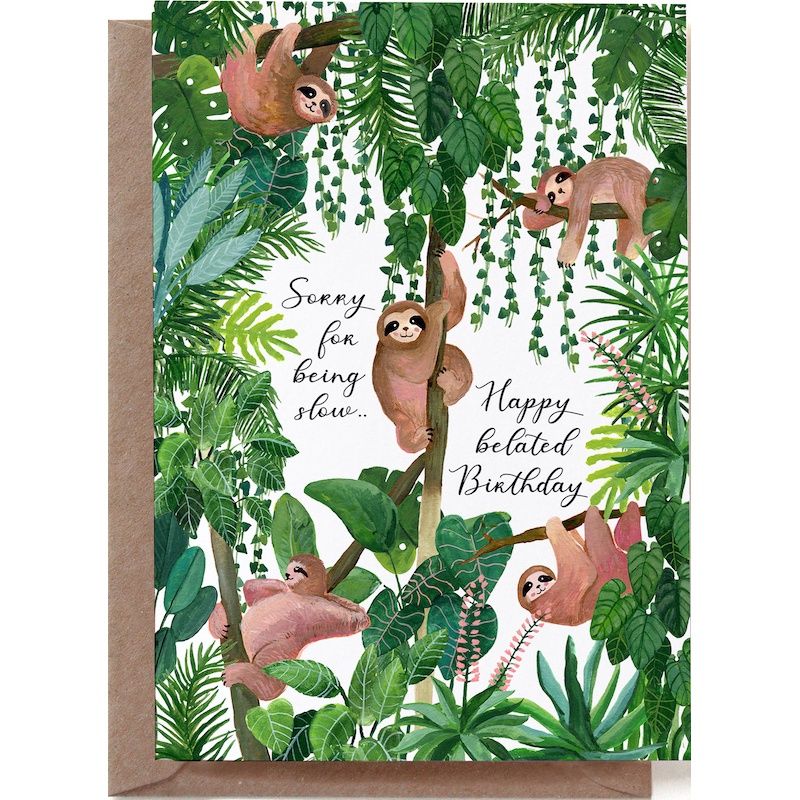 Dubbele kaart &#39;Happy belated birthday&#39;