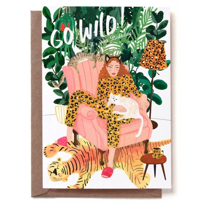 Dubbele kaart &#39;Go wild, it&#39;s your birthday&#39;