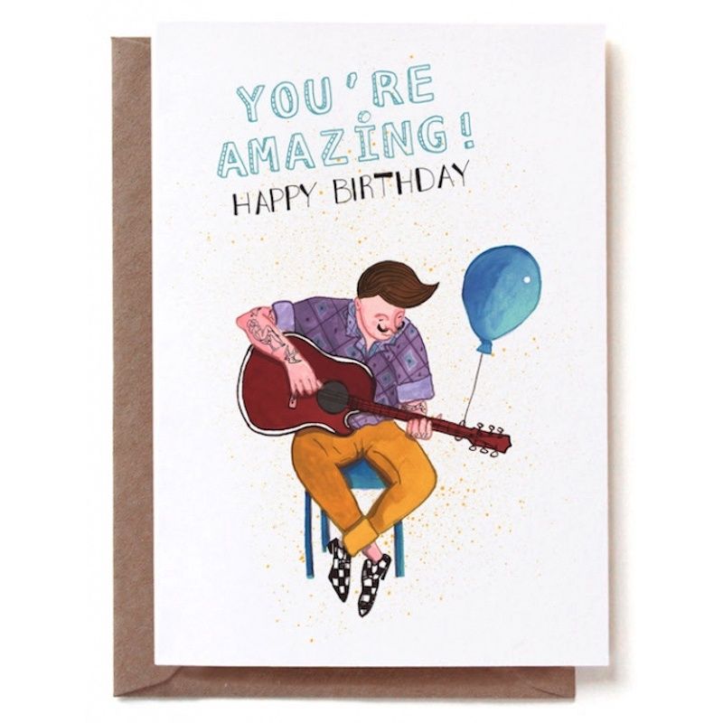 Dubbele kaart &#39;Birthday guitar&#39;