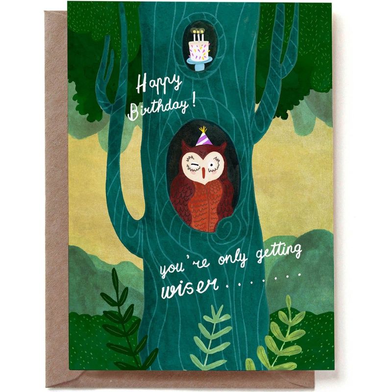 Dubbele kaart &#39;Happy birthday wise owl&#39;