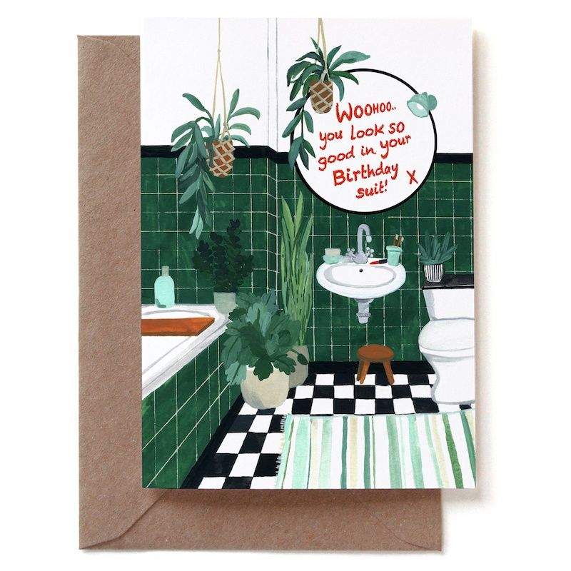 Dubbele kaart &#39;Birthday suit&#39;