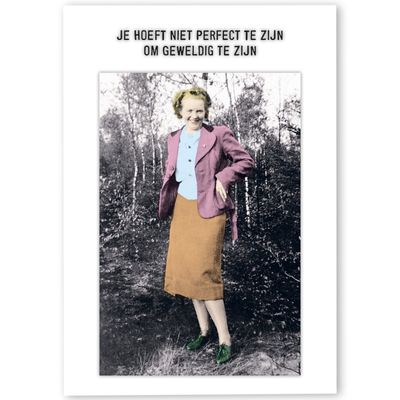Kartoenfabriek postkaart &#39;Je hoeft niet perfecte te zijn&#39;