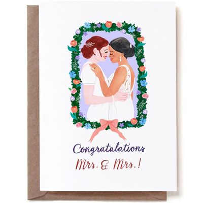 Dubbele kaart &#39;Congrats Mrs &amp; Mrs&#39;
