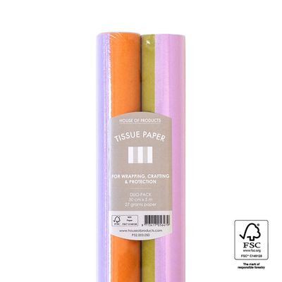 Vloeipapier op rol - Stripe Orange/Pink • 2-pack