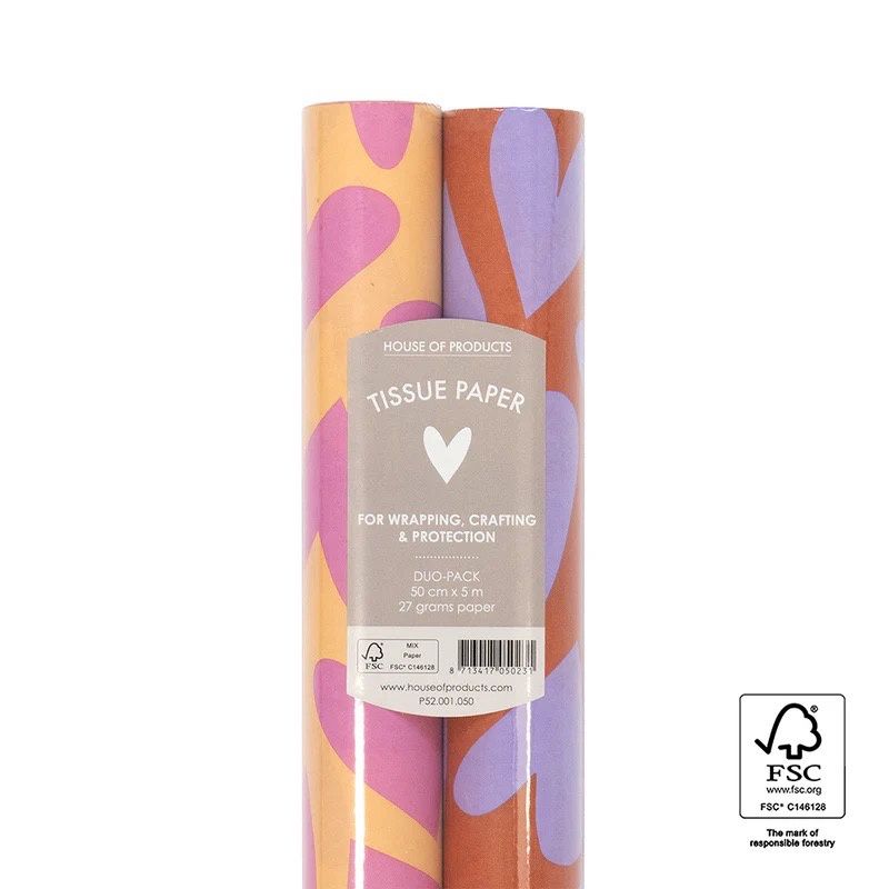 Vloeipapier op rol - Hearts • 2-pack