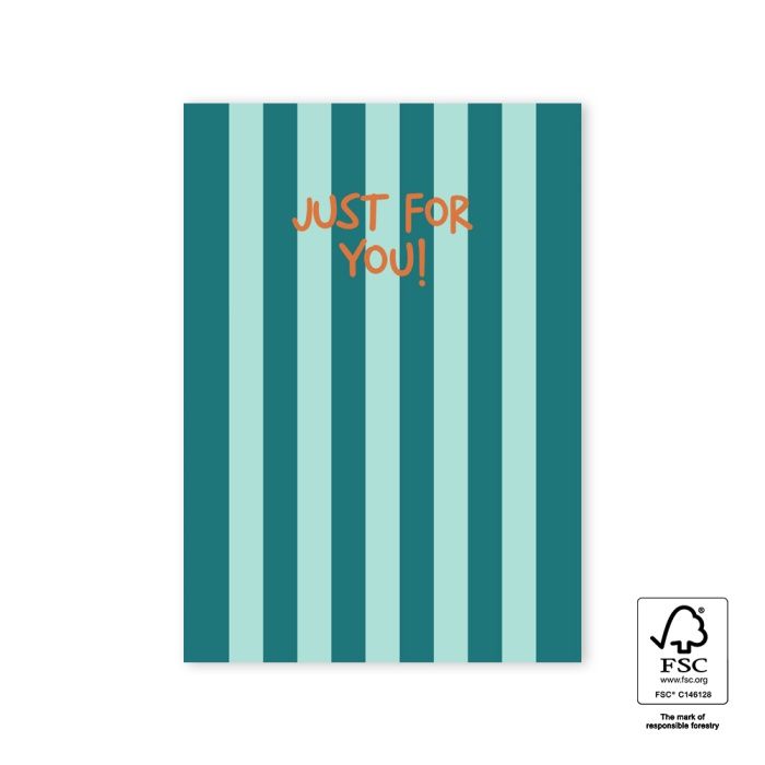 Ansichtkaart - Stripe Green - Just for you!