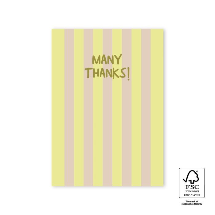 Ansichtkaart - Stripe Yellow - Many thanks!