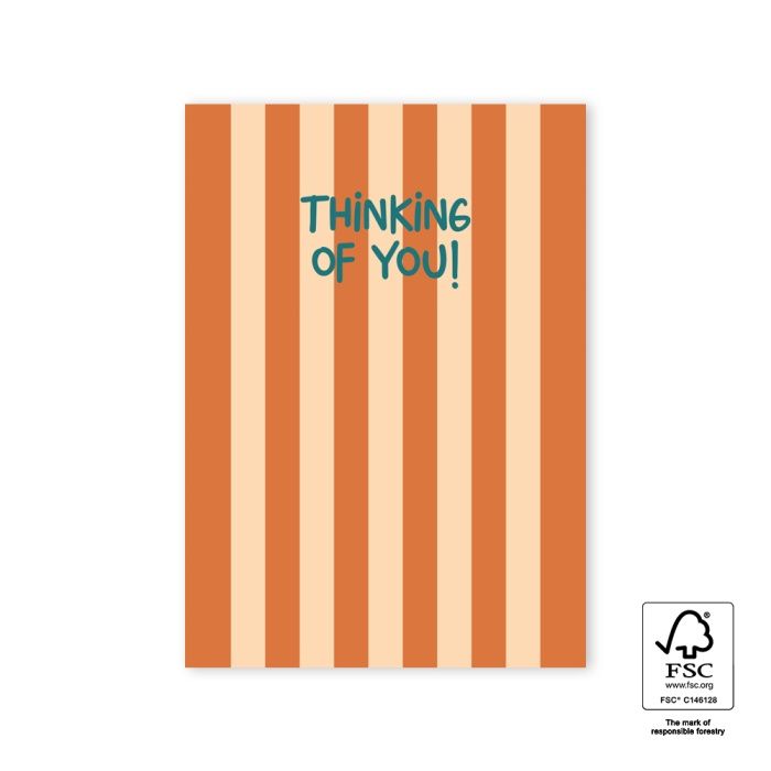 Ansichtkaart - Stripe Orange - Thinking of you!
