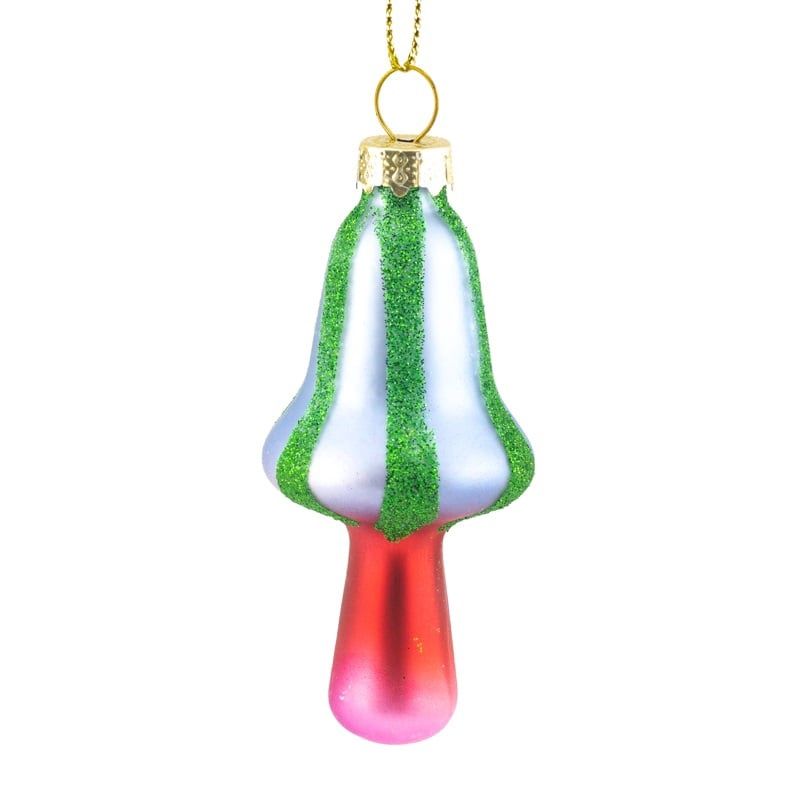Kerstbal funky paddestoel · Roze/groen