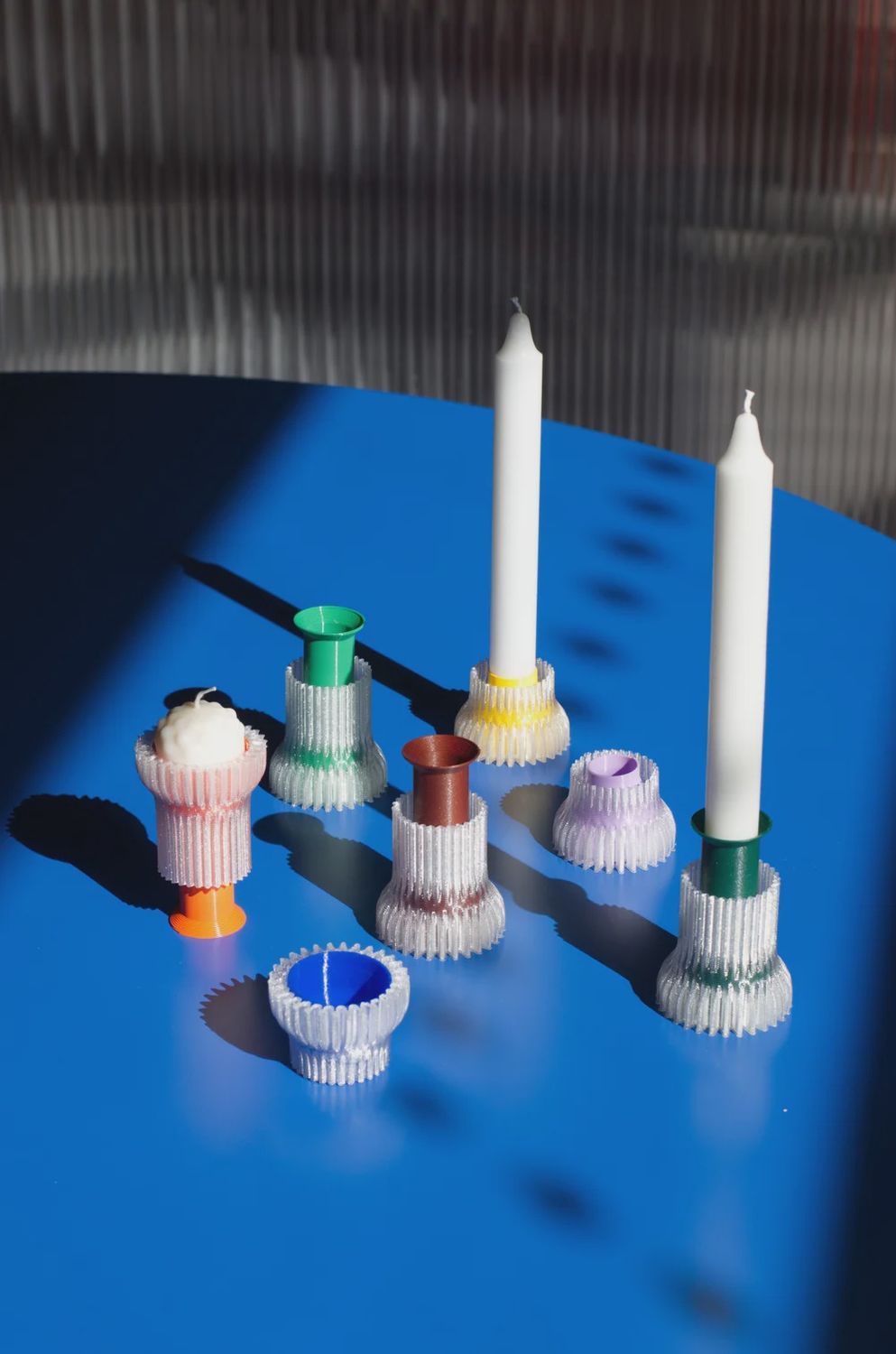 W&amp;L Double kaarsenhouder laag · blauw