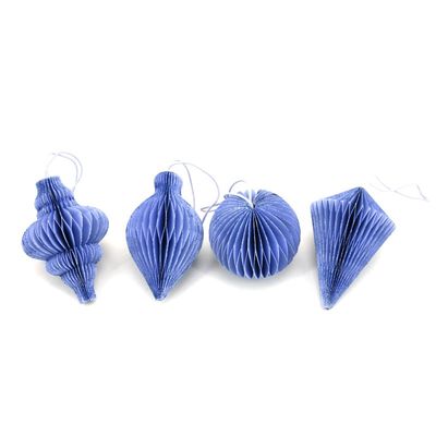 Honeycomb ornamenten Set van 4 · Blauw/paars