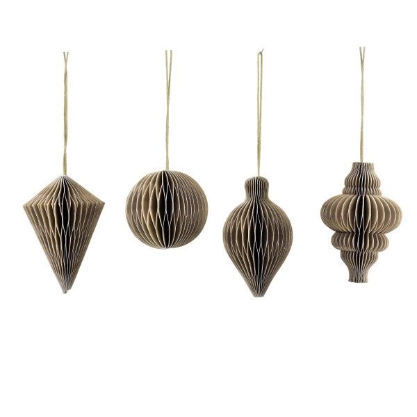 Honeycomb ornamenten Set van 4 · Taupe