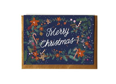 Kerstkaart · Merry christmas night blue