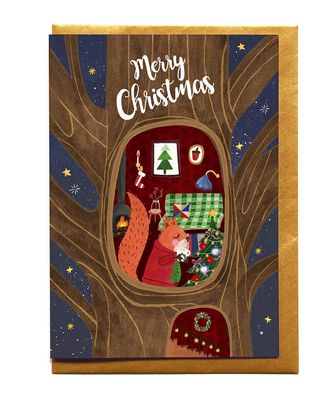 Kerstkaart · Merry christmas squirrel