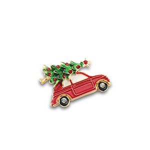 Broche kerst · car with christmas tree
