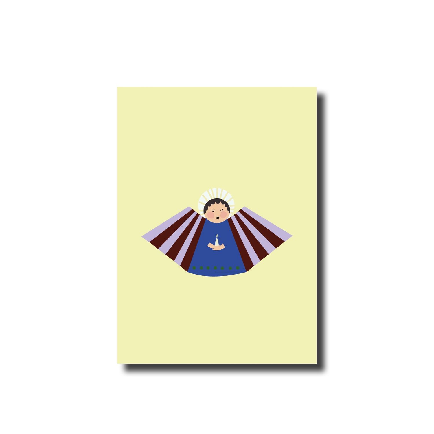 Kerstkaart enkel angel yellow