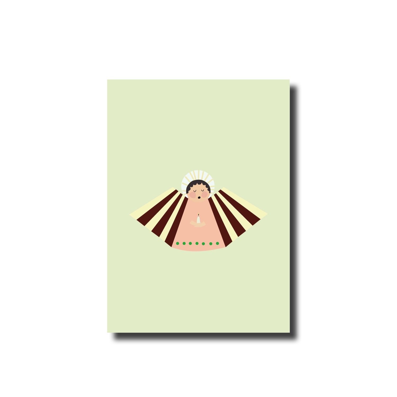 Kerstkaart enkel angel mint green