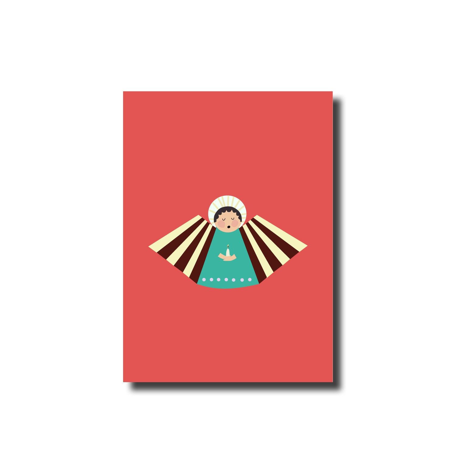 Kerstkaart enkel angel red