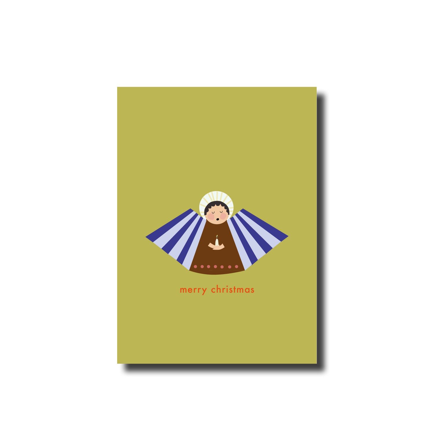 Kerstkaart enkel angel green merry christmas