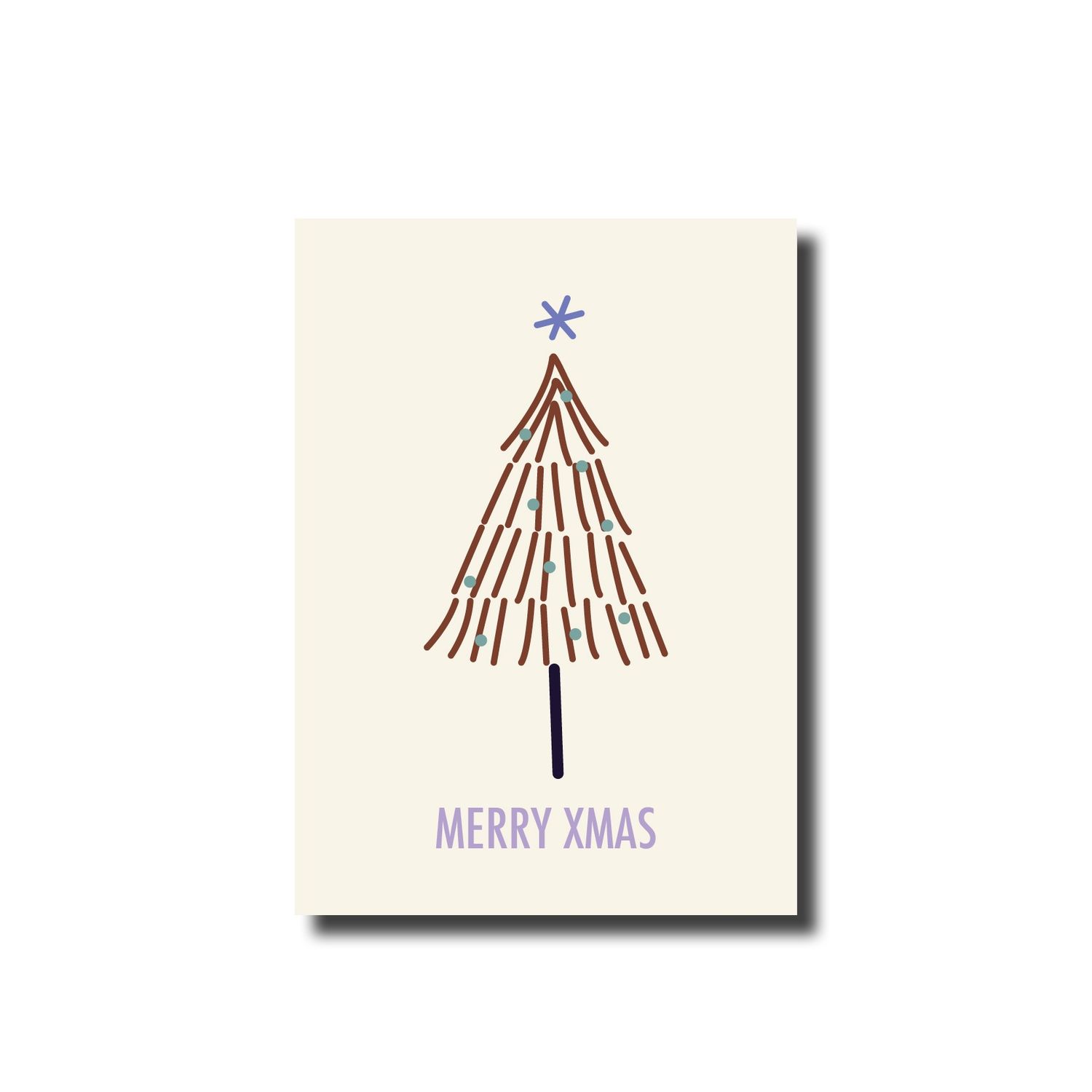Kerstkaart enkel tree merry xmas