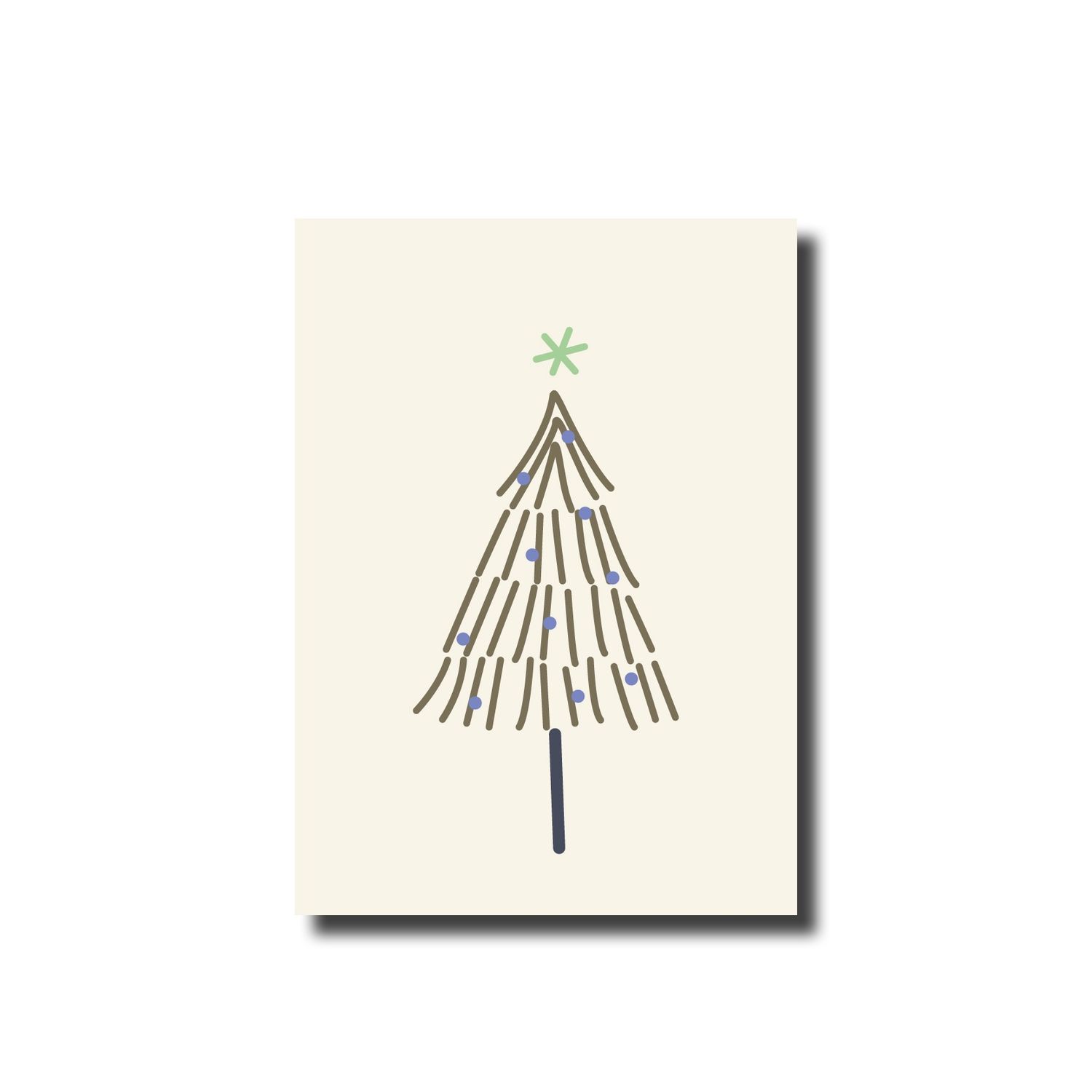 Kerstkaart enkel tree green star