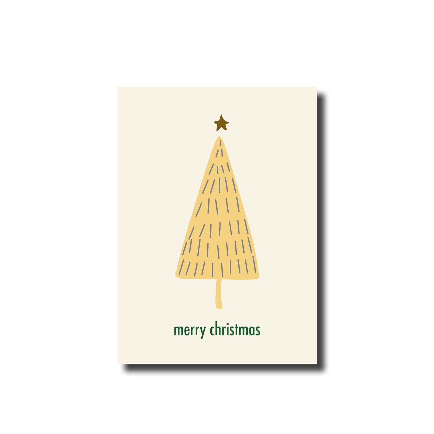 Kerstkaart enkel tree yellow