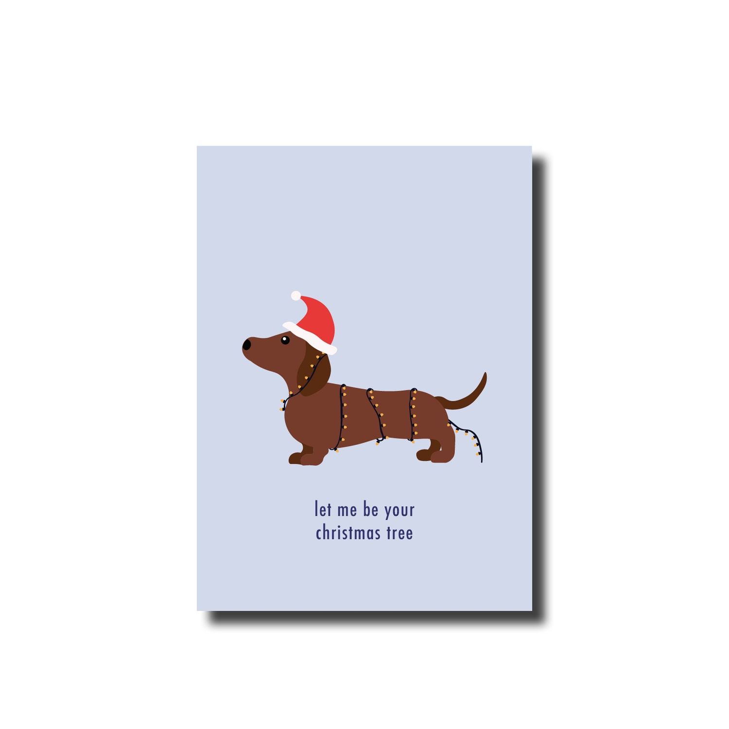 Kerstkaart enkel teckel christmas tree