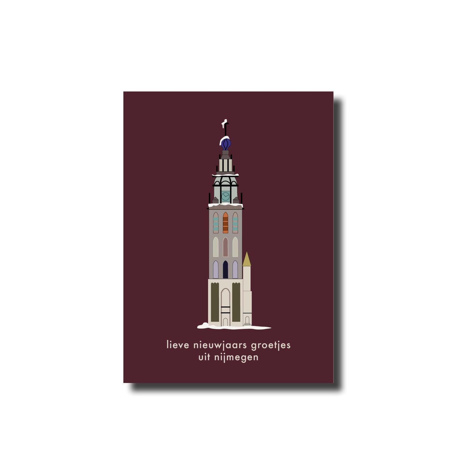 Kerstkaart enkel Stevenstoren nieuwjaar