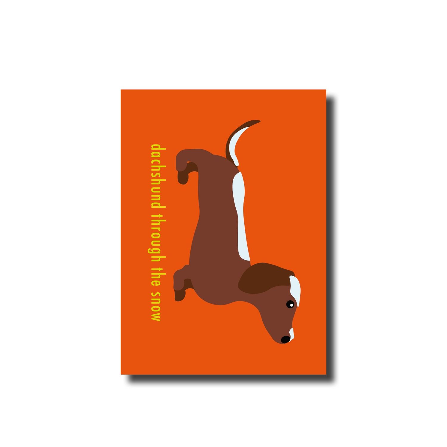 Kerstkaart enkel dachshund snow