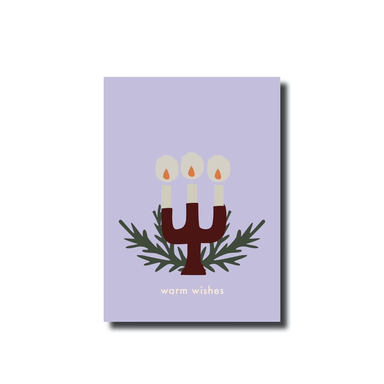Kerstkaart enkel candle lila