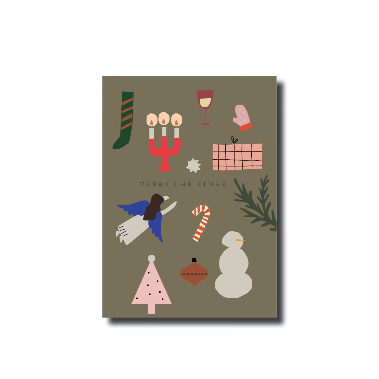 Kerstkaart enkel Christmas stuff green