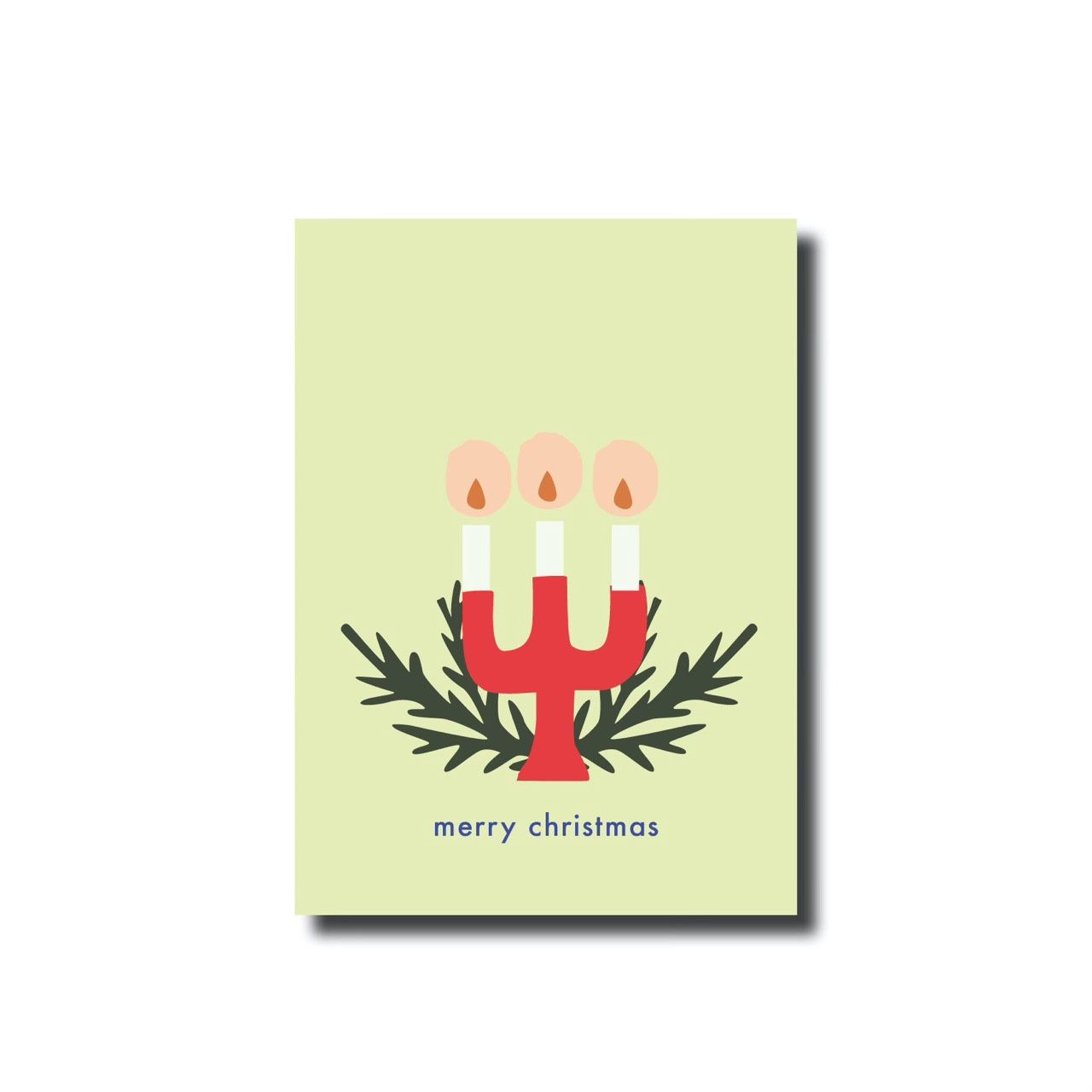 Kerstkaart enkel candle green