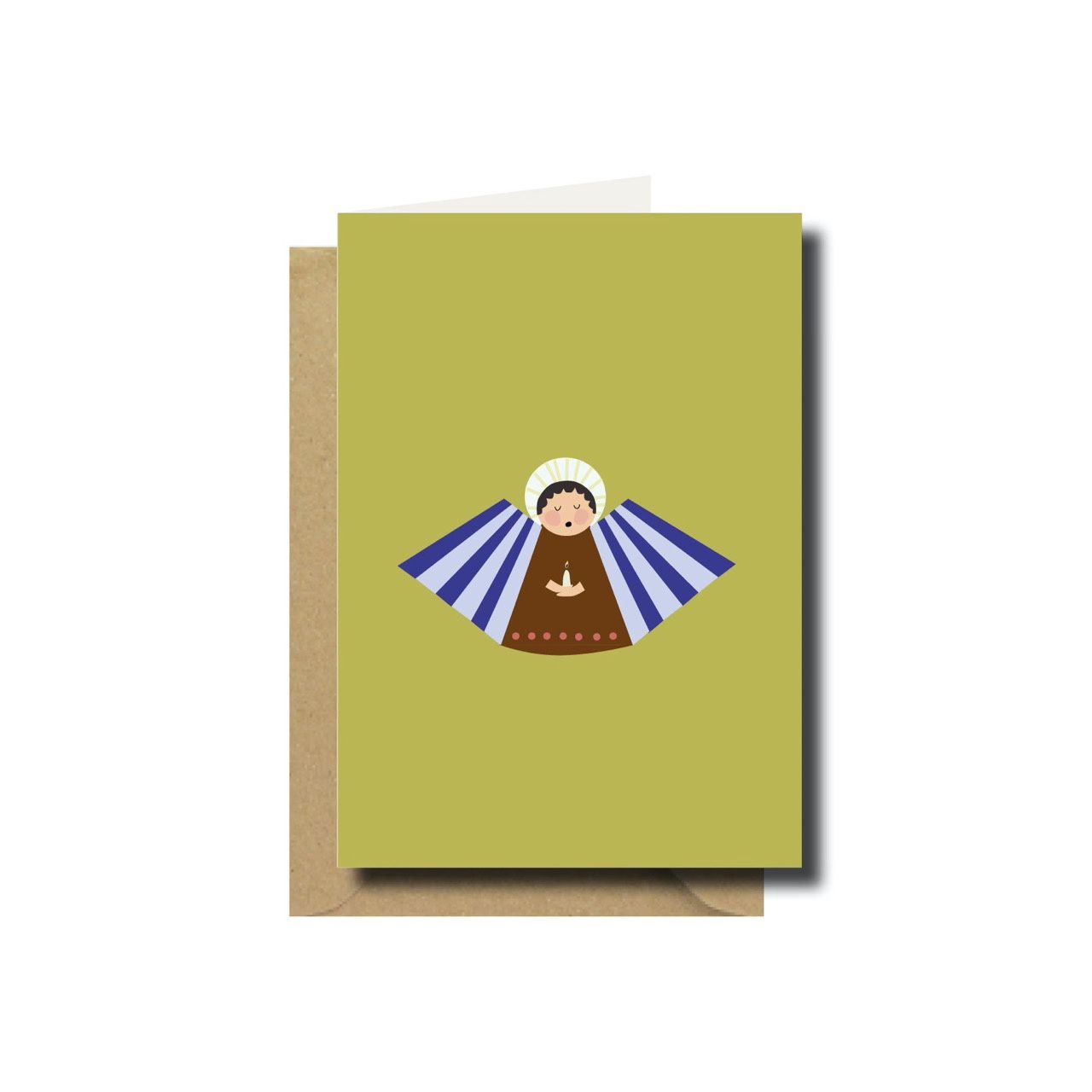 Kerstkaart dubbel angel  green