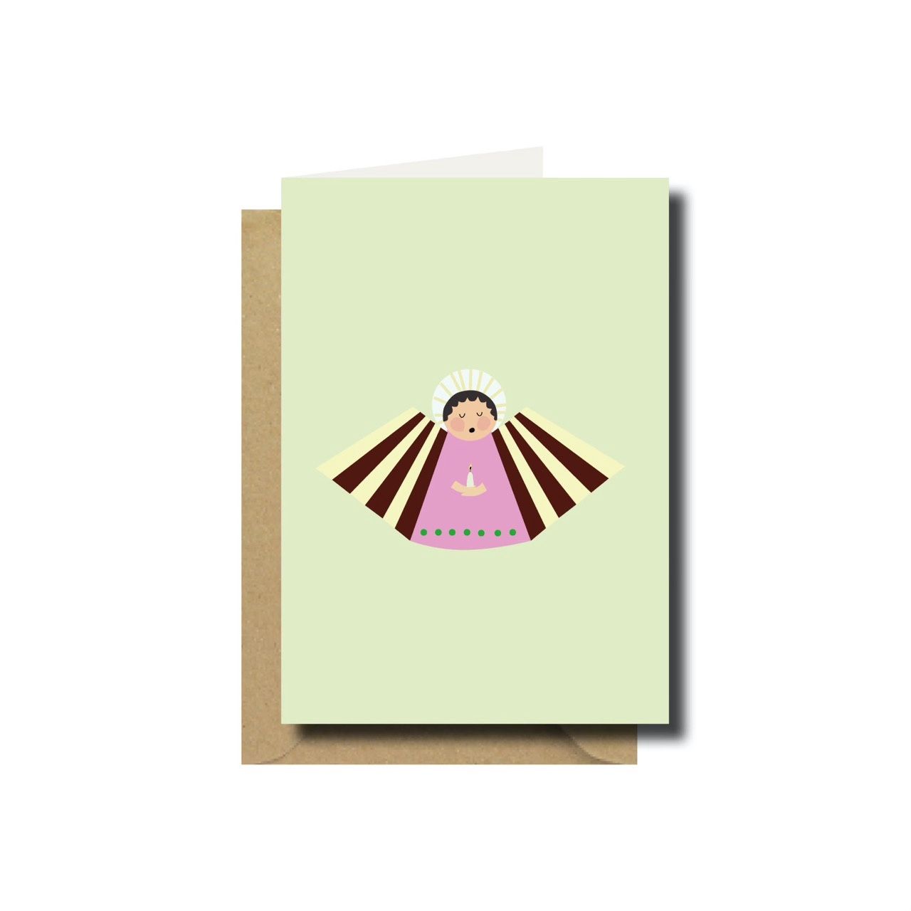 Kerstkaart dubbel angel mint green