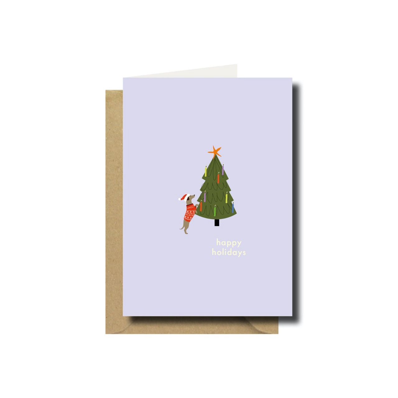 Kerstkaart dubbel teckel happy holidays