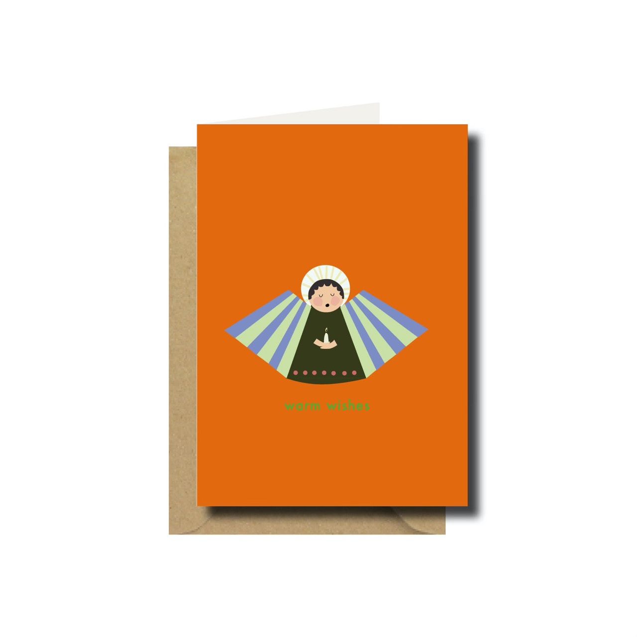 Kerstkaart dubbel angel orange