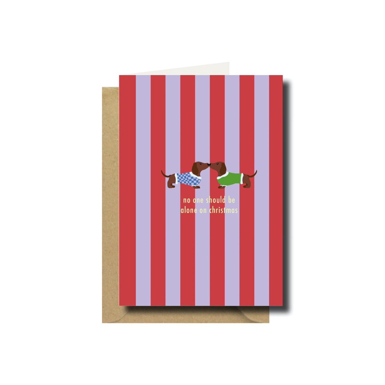 Kerstkaart dubbel teckels all i want