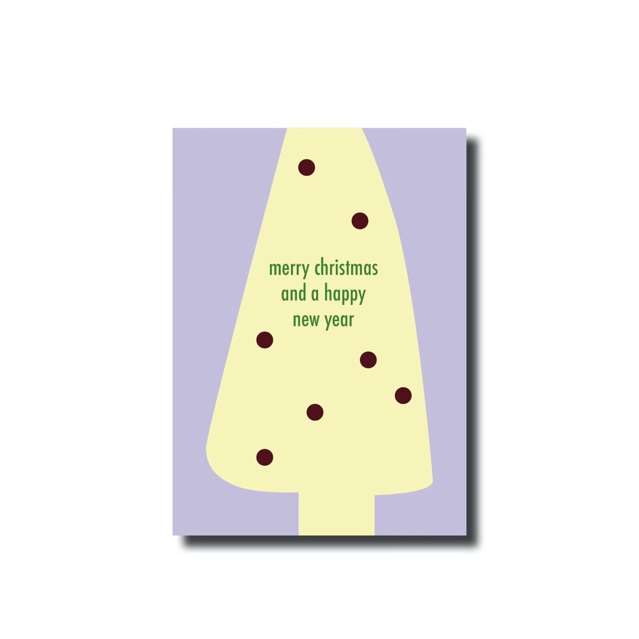 Kerstkaart enkel christmas tree yellow