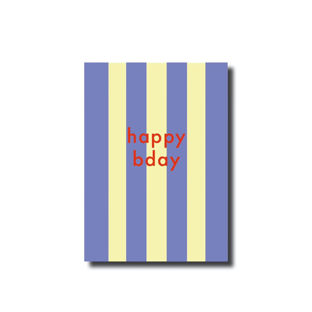 Ansichtkaart • Happy bday striped blue/yellow