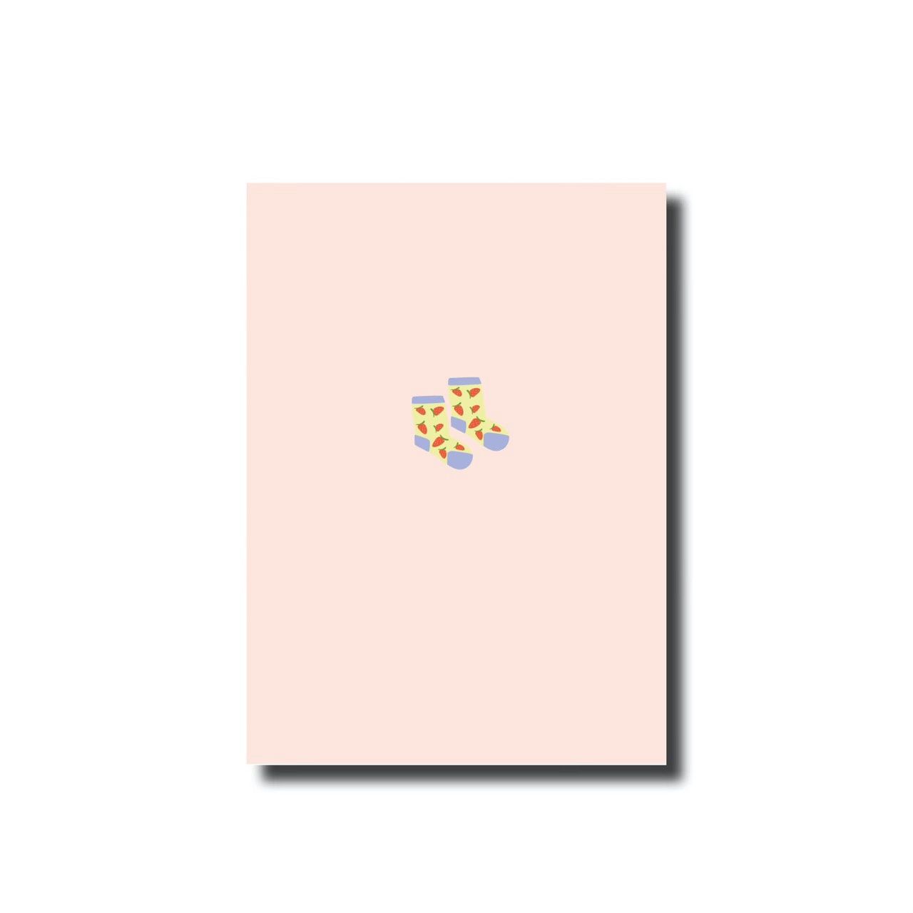 Ansichtkaart • Baby socks pink