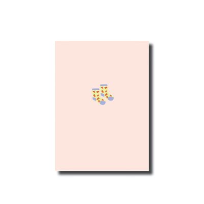 Ansichtkaart • Baby socks pink