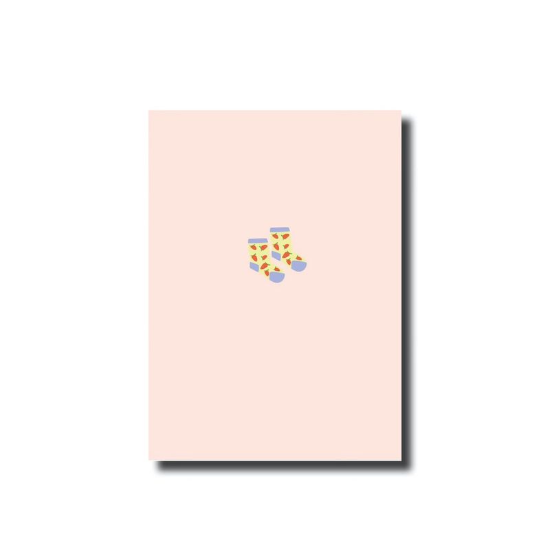 Postcard · Baby socks pink