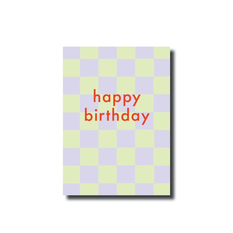 Postcard · Happy birthday yellow/lila