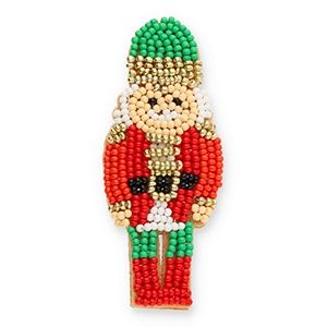 Broche kerst notenkraker beige/rood