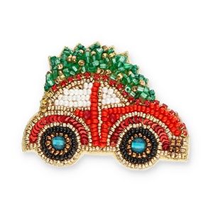 Broche kerst car with Christmas tree